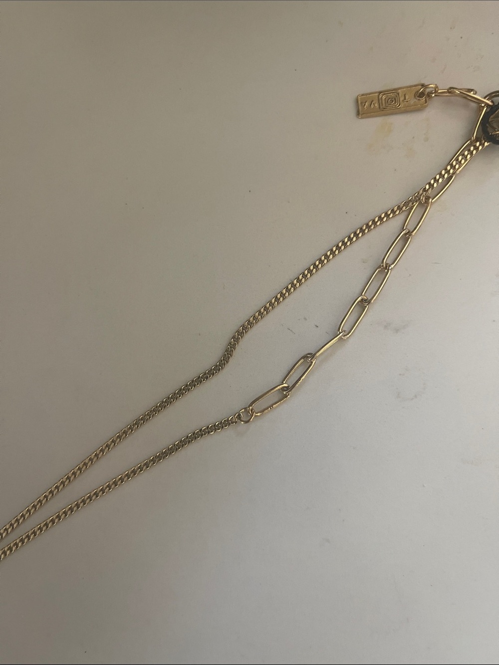 Tova Gold Chain Necklace with bright yellow green crystal with yellow cross - Picture 5 of 5